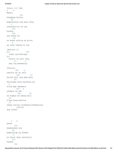haplos platinum number|HAPLOS CHORDS by Shamrock @ Ultimate.